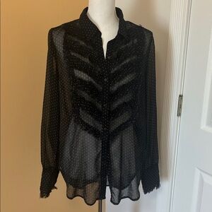 Free People Black Polka Dot Top